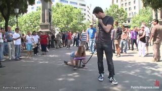 Bound slave walked like a dog in public