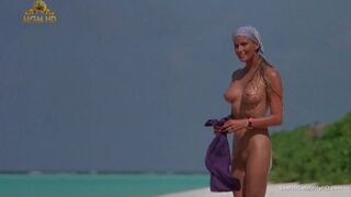 Beautiful Bo Derek showing off her unshaved twat at the beach