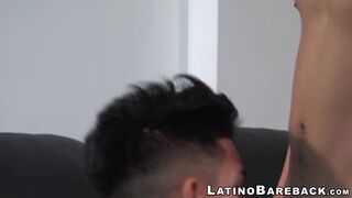 Tattooed latino twink raw riding boyfriends big dick for cum