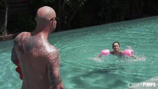 Petite Brunette Is Big Enough To Swim, & Big Enough To Fuck