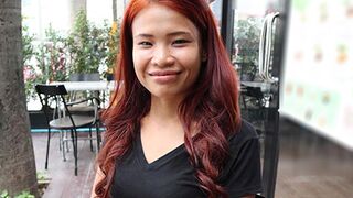 Ginger Asian hottie Miao is taking big one doggystyle