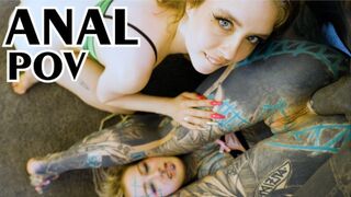 TATTOO lesbians teens share a 'black' COCK - ANAL, gape, ATM, double BJ - Anuskatzz, Eden Ivy - POV