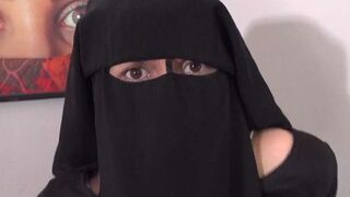 Cum on her black niqab