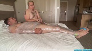 Matt mummifies & tickles Latino amateur Tickle Prince