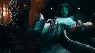 Ebony Babe With Huge Tits Rough Fuck With Alien Monster